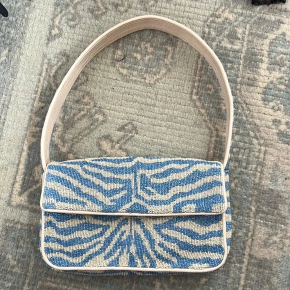 *SOLD* STAUD TOMMY BEADED BAG LIGHT BLUE CREAM - Picture 7 of 10